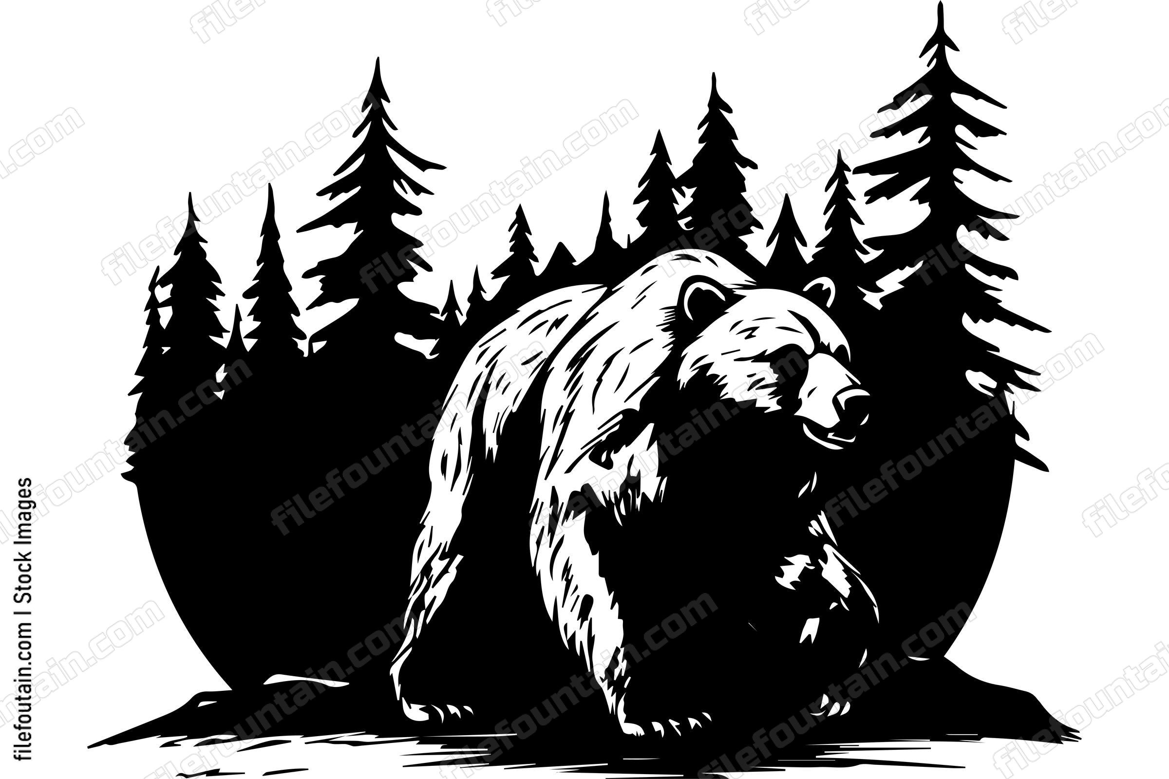 Bear Walking In A Forest