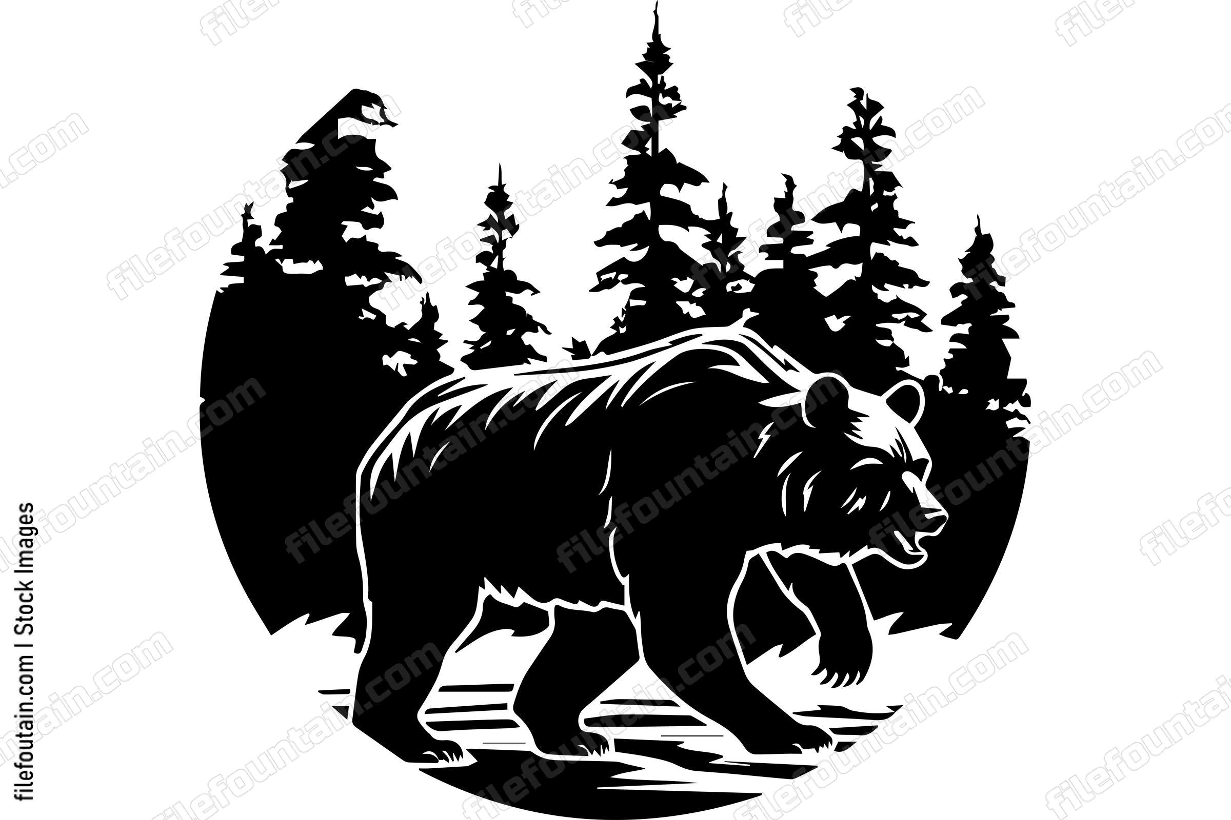 Bear Walking In A Forest