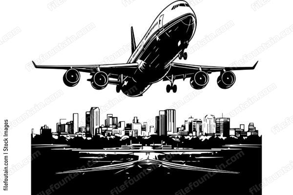 Jumbo Jet Taking Off In An Airport