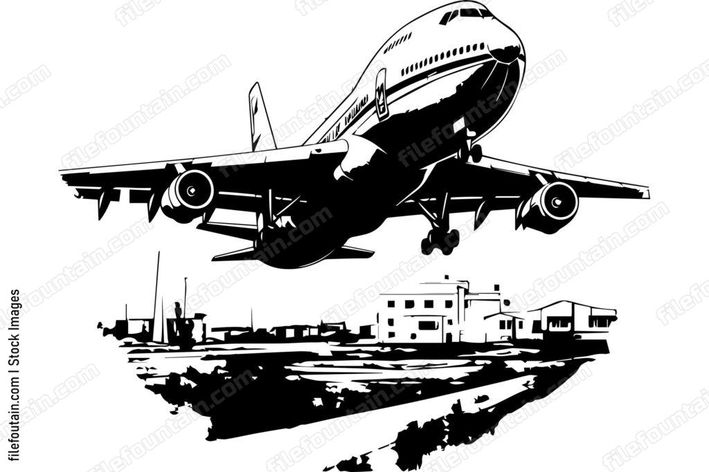 Jumbo Jet Taking Off In An Airport Logo Vector Design - FileFountain