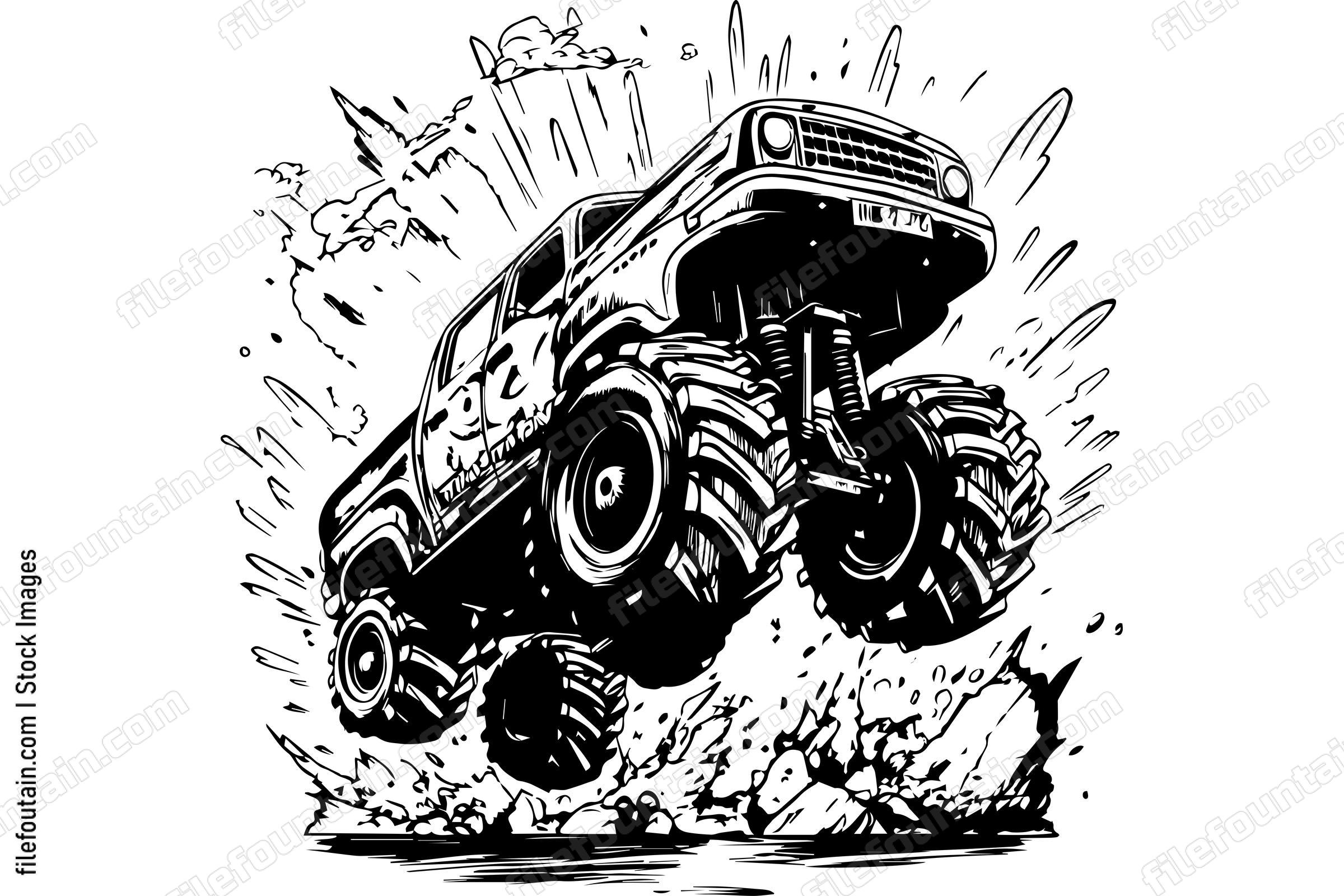 Monster Truck Running Over Cars
