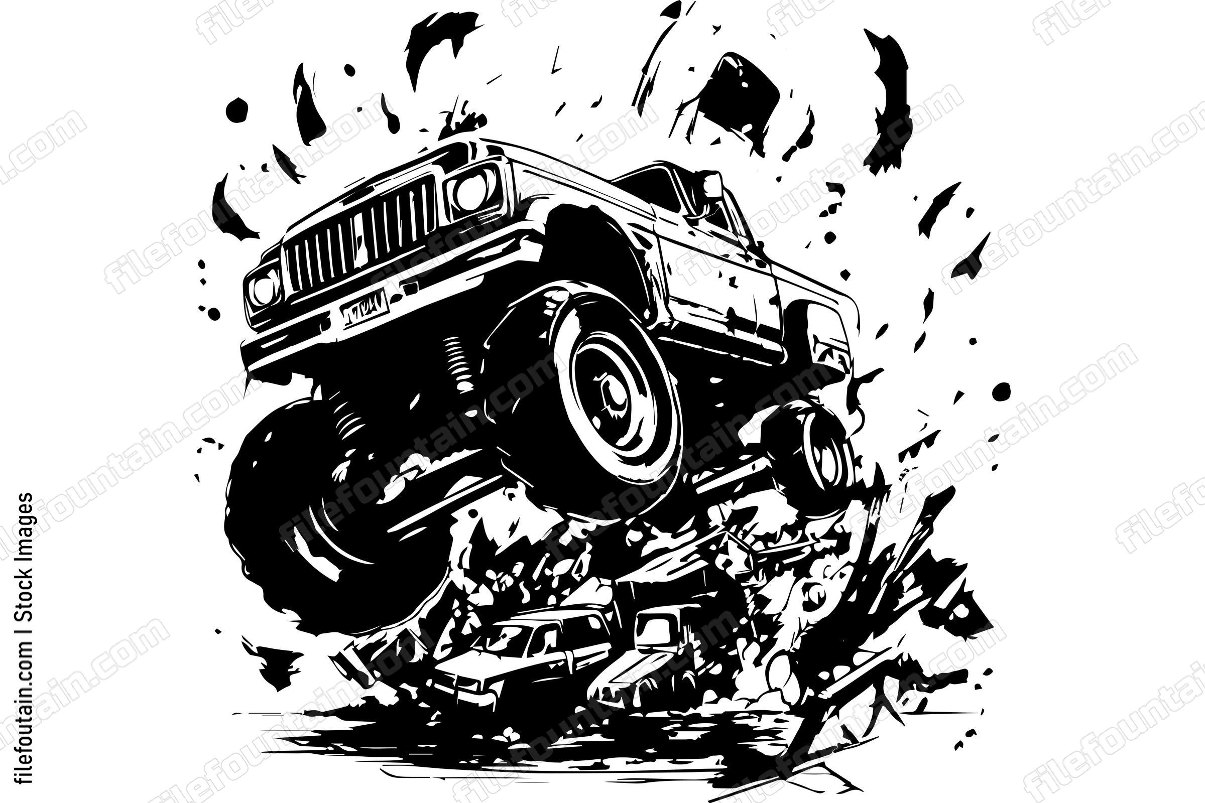 Monster Truck Running Over Cars