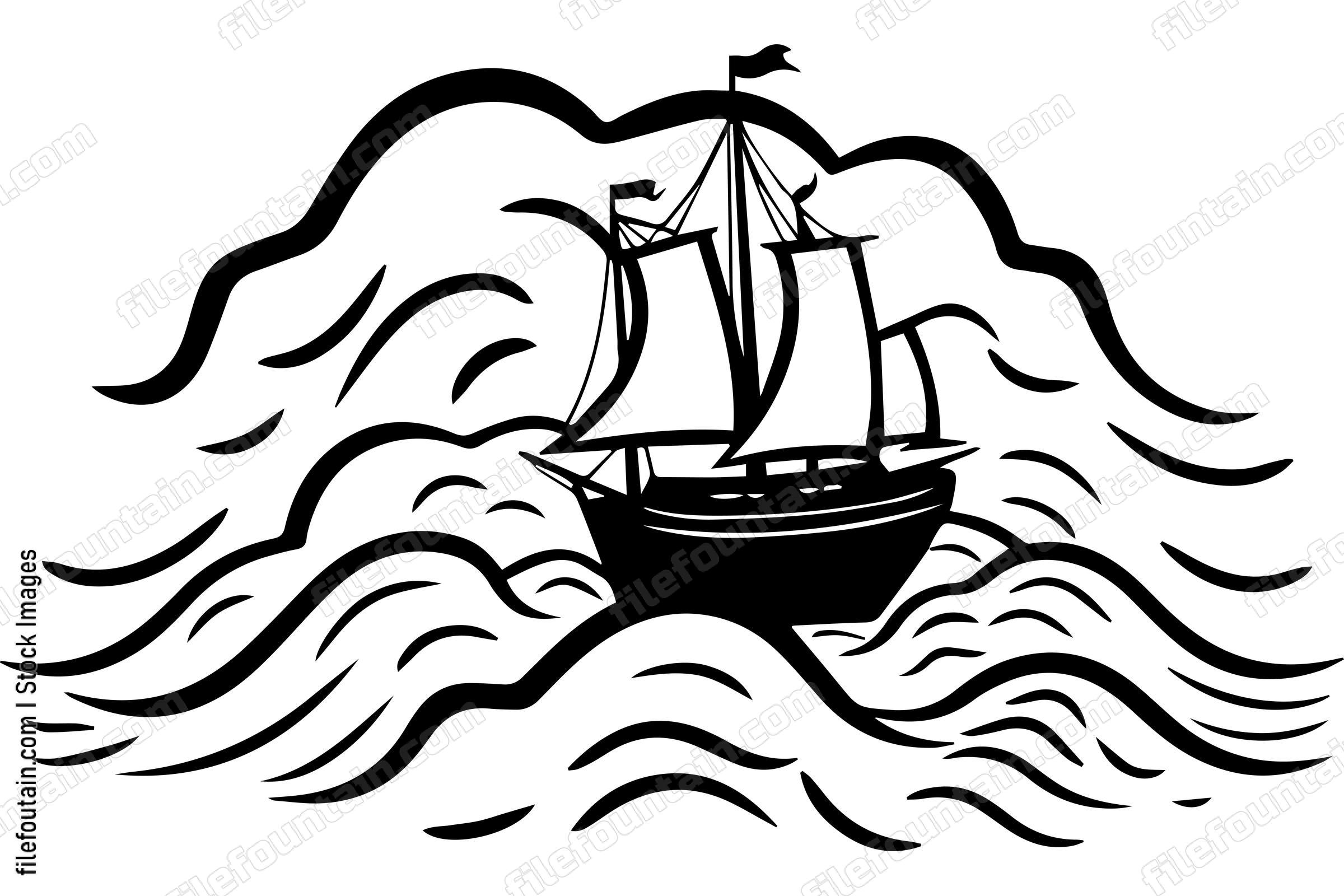 Ship Sailing In A Sea Storm