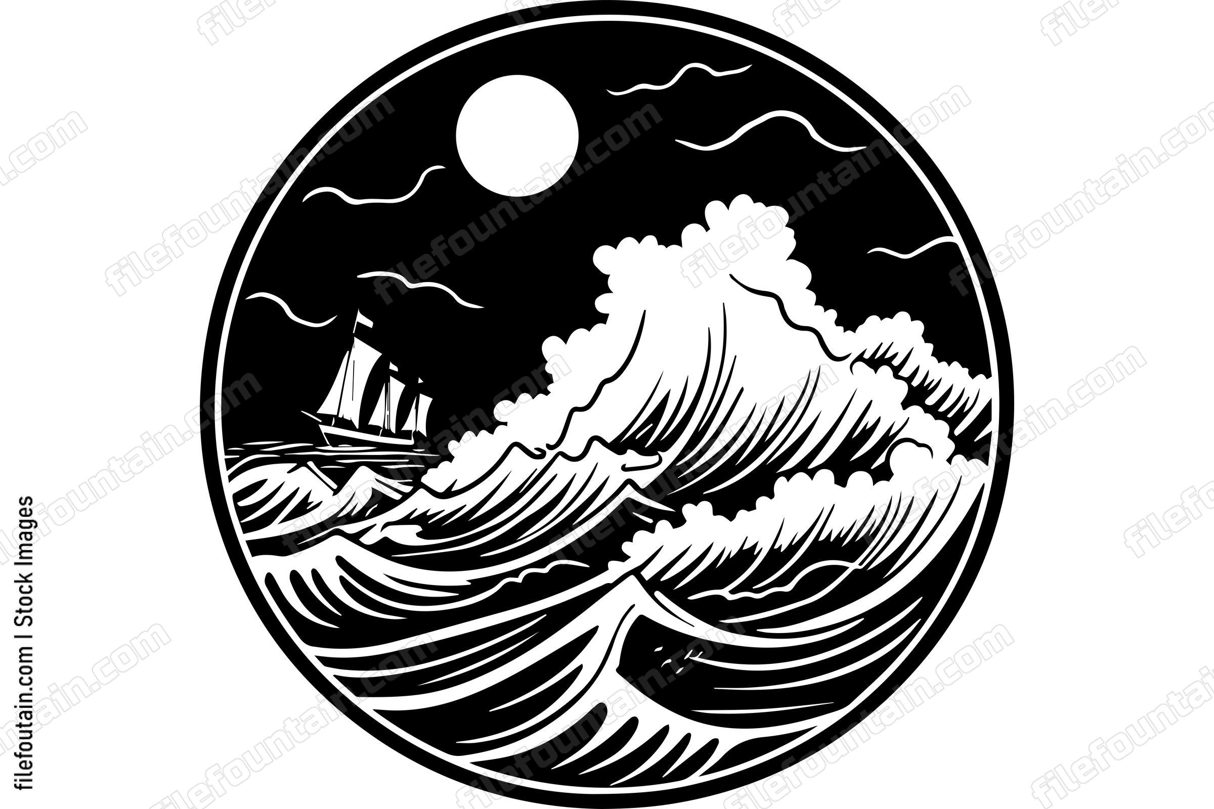 Ship Sailing In A Sea Storm