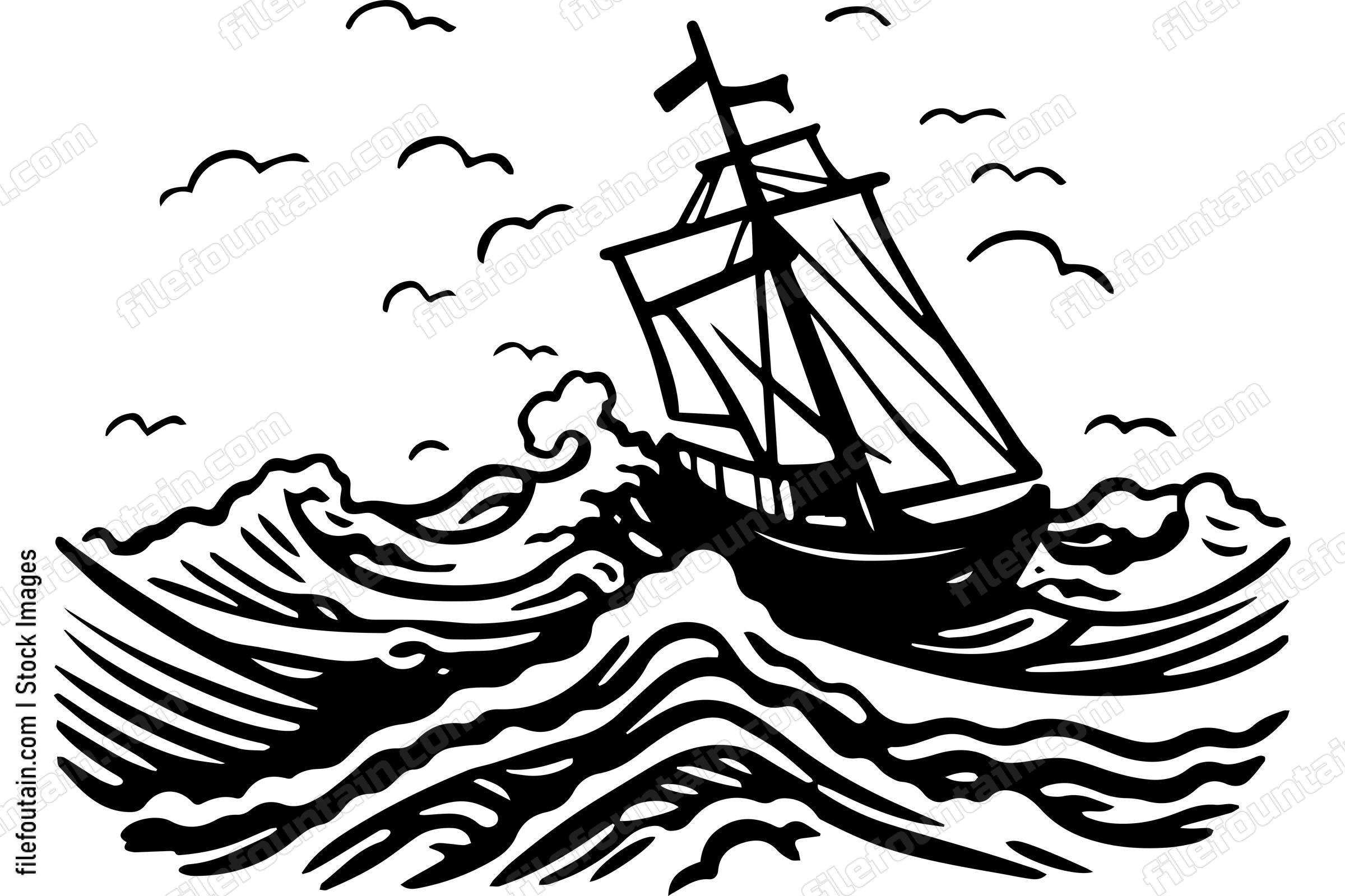 Ship Sailing In A Sea Storm