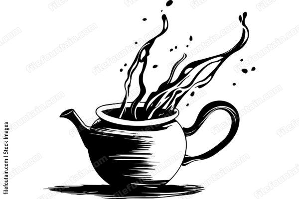 Teapot With Water Splashing