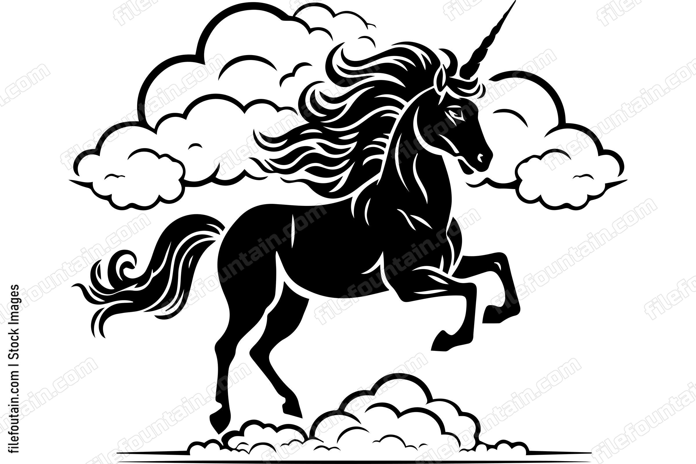 Unicorn In Clouds