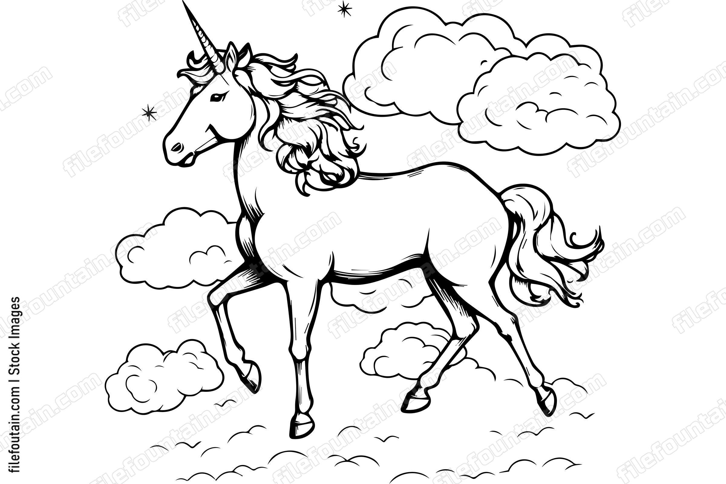 Unicorn In Clouds