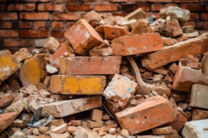 Collapsed Broken Brick Wall