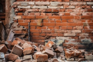 Collapsed Broken Brick Wall