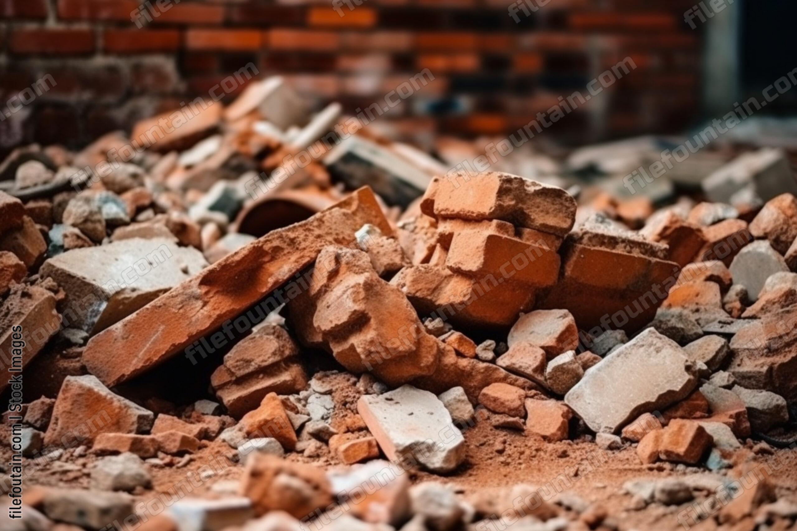 Collapsed Broken Brick Wall