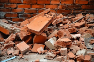 Collapsed Broken Brick Wall
