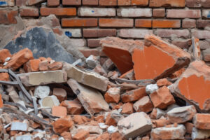 Collapsed Broken Brick Wall