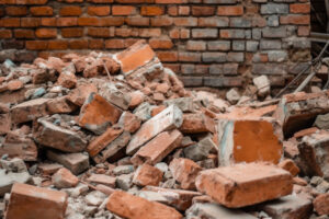 Collapsed Broken Brick Wall