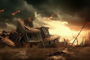 Destroyed House Rubble Housing Market Crash