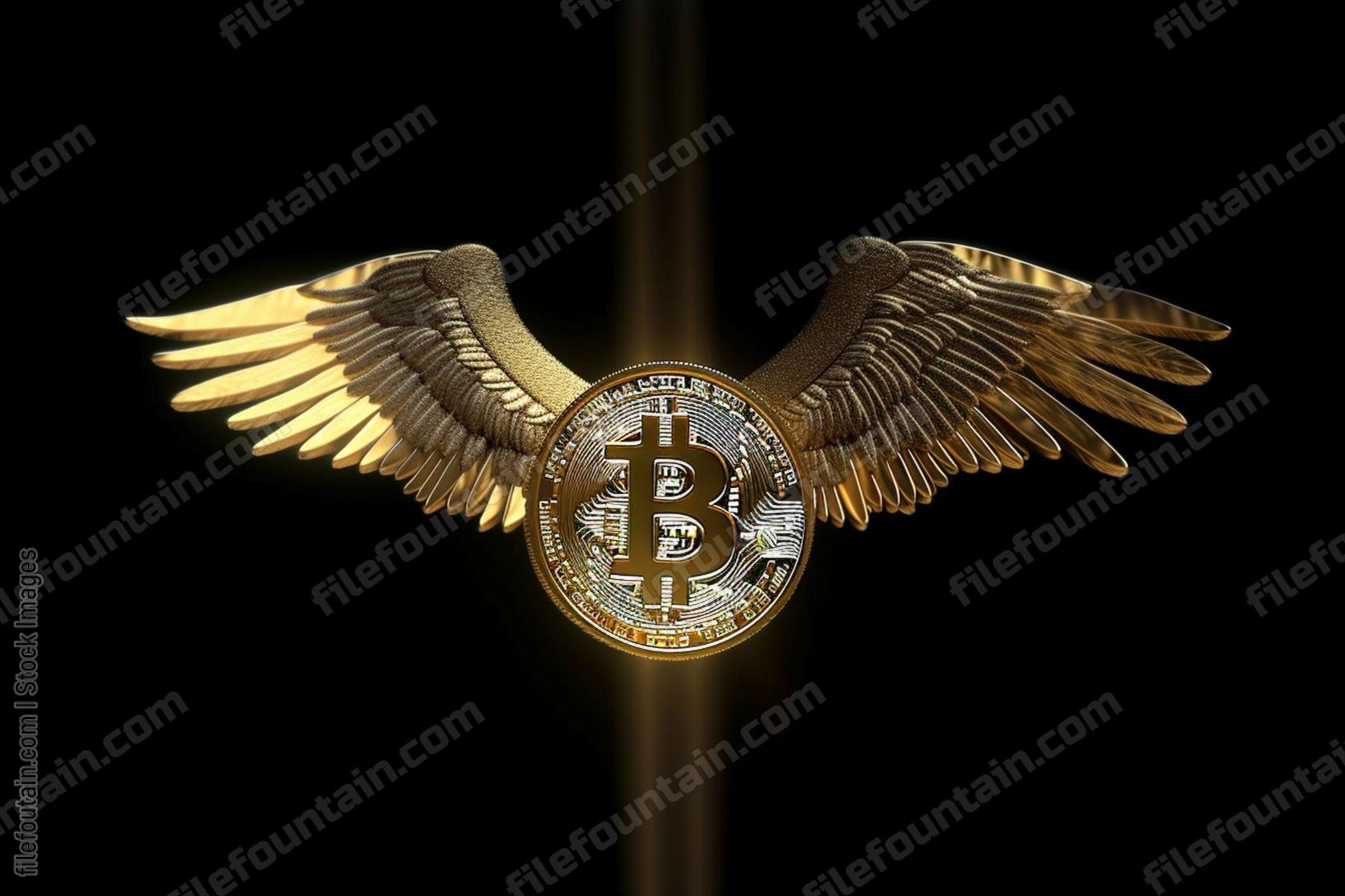 Flying Bitcoin With Wings