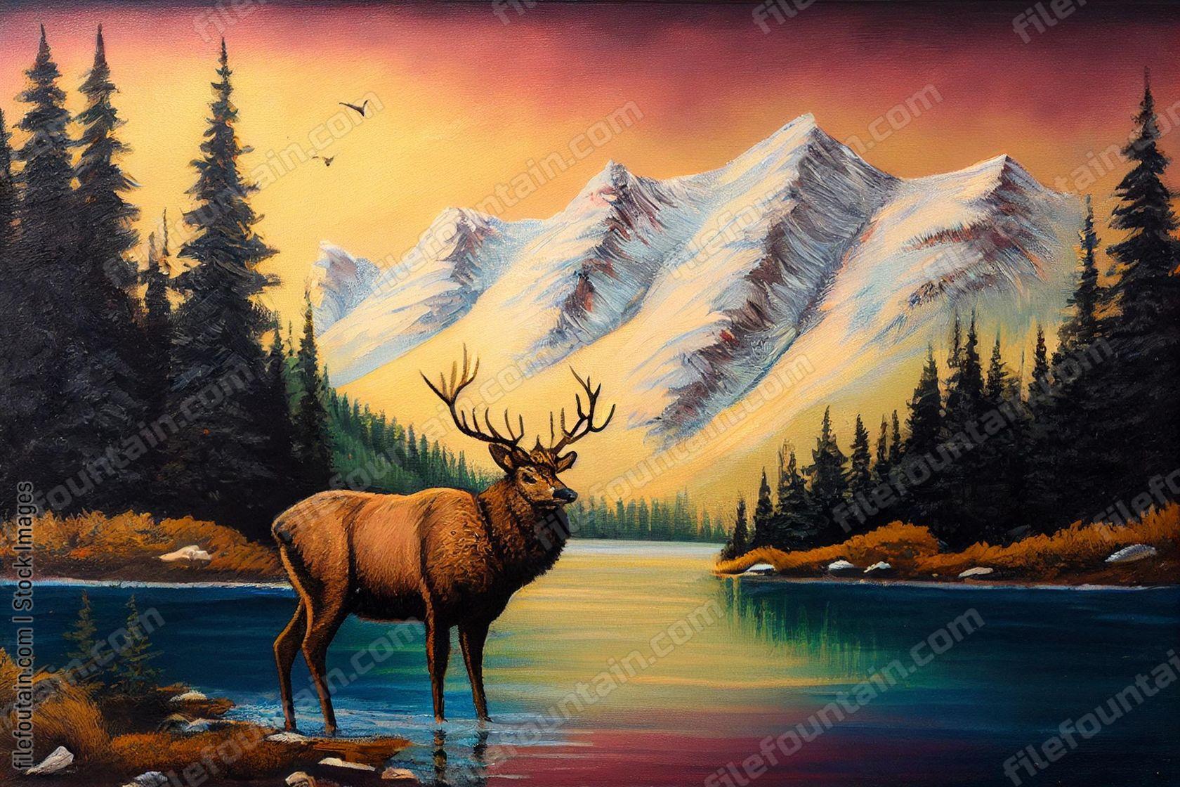 Oil Canvas Painting of Nature Wildlife
