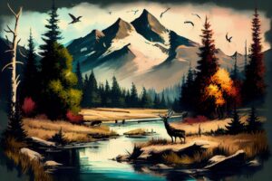 Oil Canvas Painting of Nature Wildlife