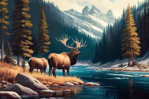 Oil Canvas Painting of Nature Wildlife