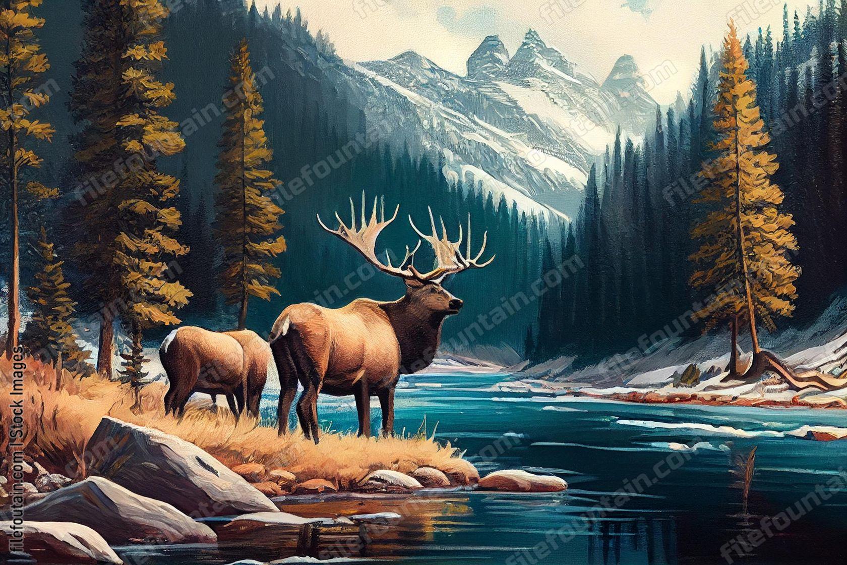 Oil Canvas Painting of Nature Wildlife