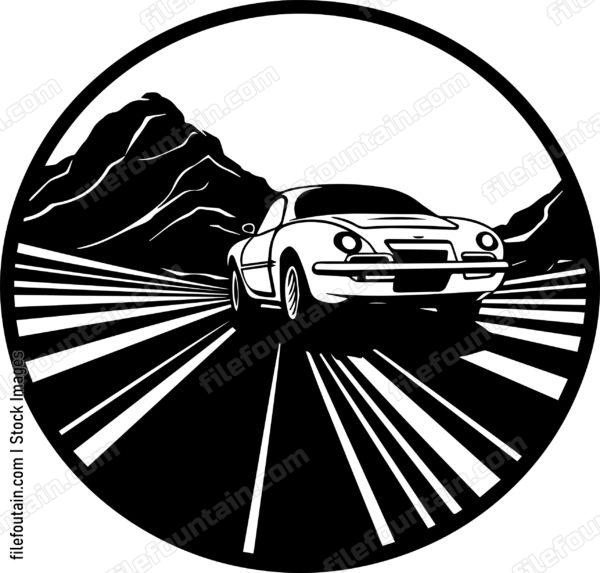 Car On Road Driving On A Highway Road Trip