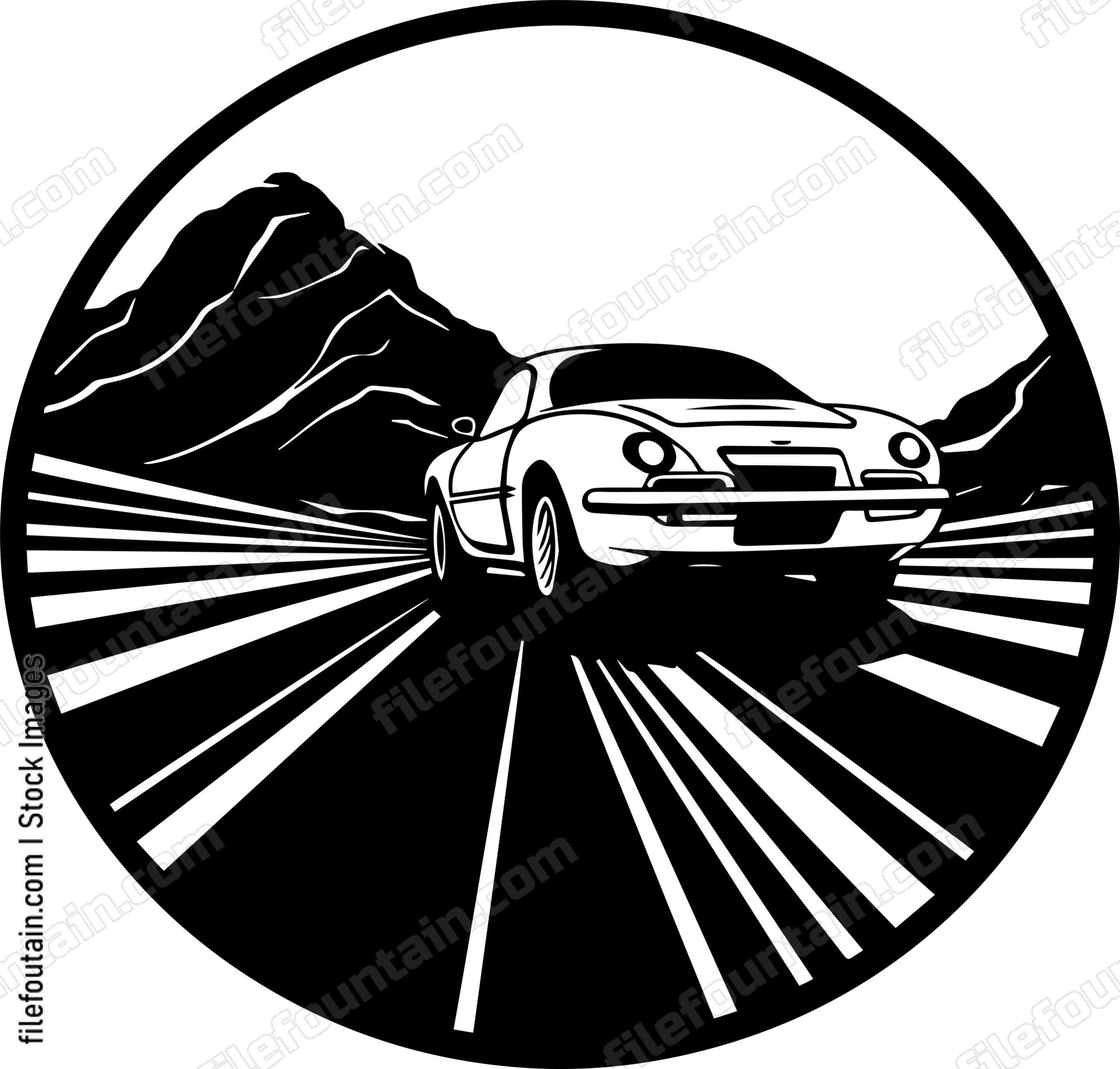 Car On Road Driving On A Highway Road Trip