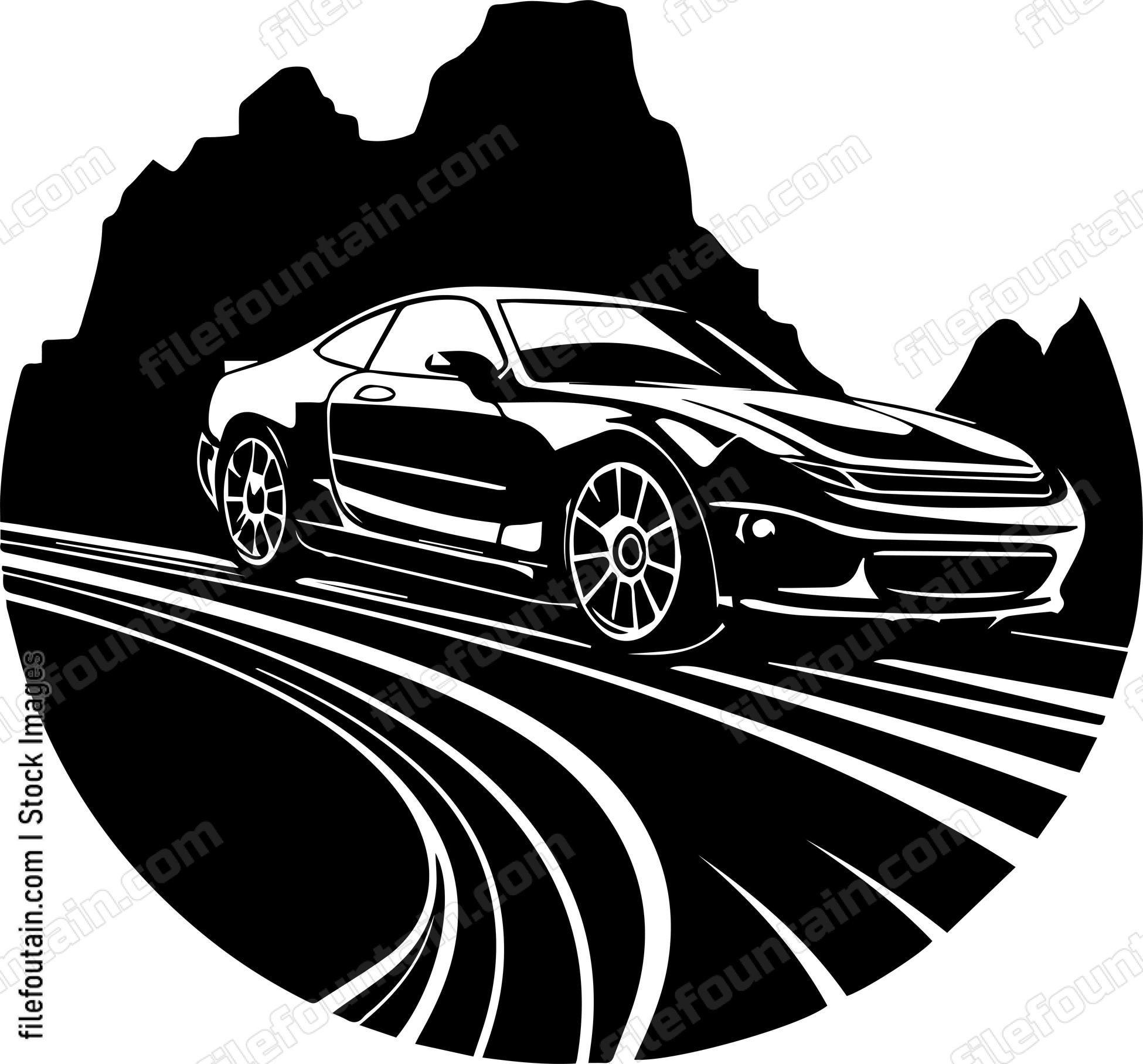 Car On Road Driving On A Highway Road Trip