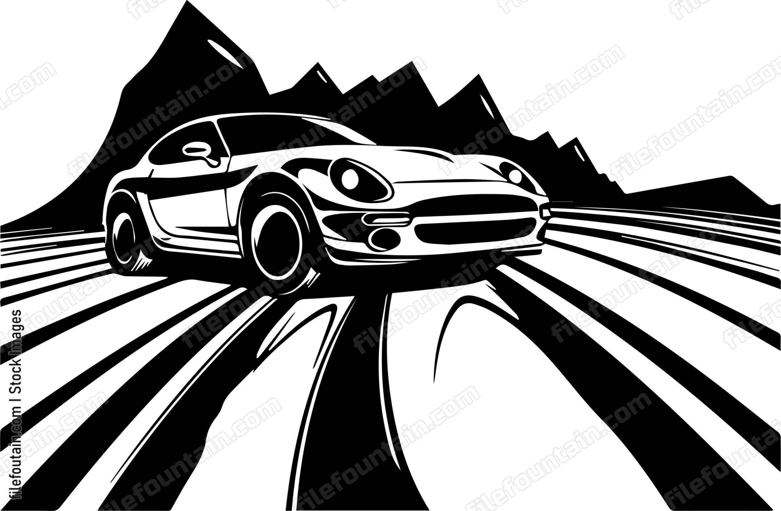 Car On Road Driving On A Highway Road Trip