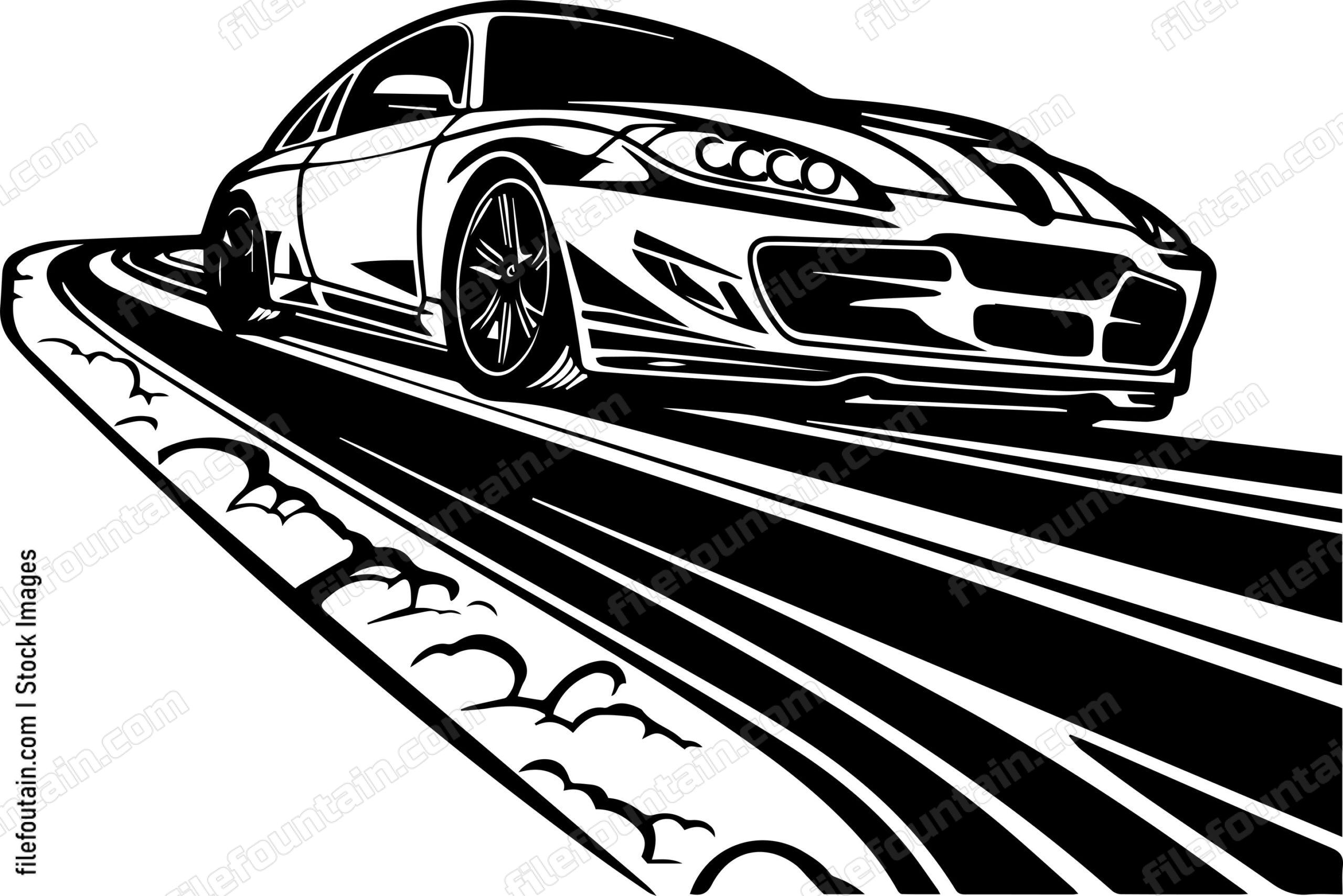 Car On Road Driving On A Highway Road Trip