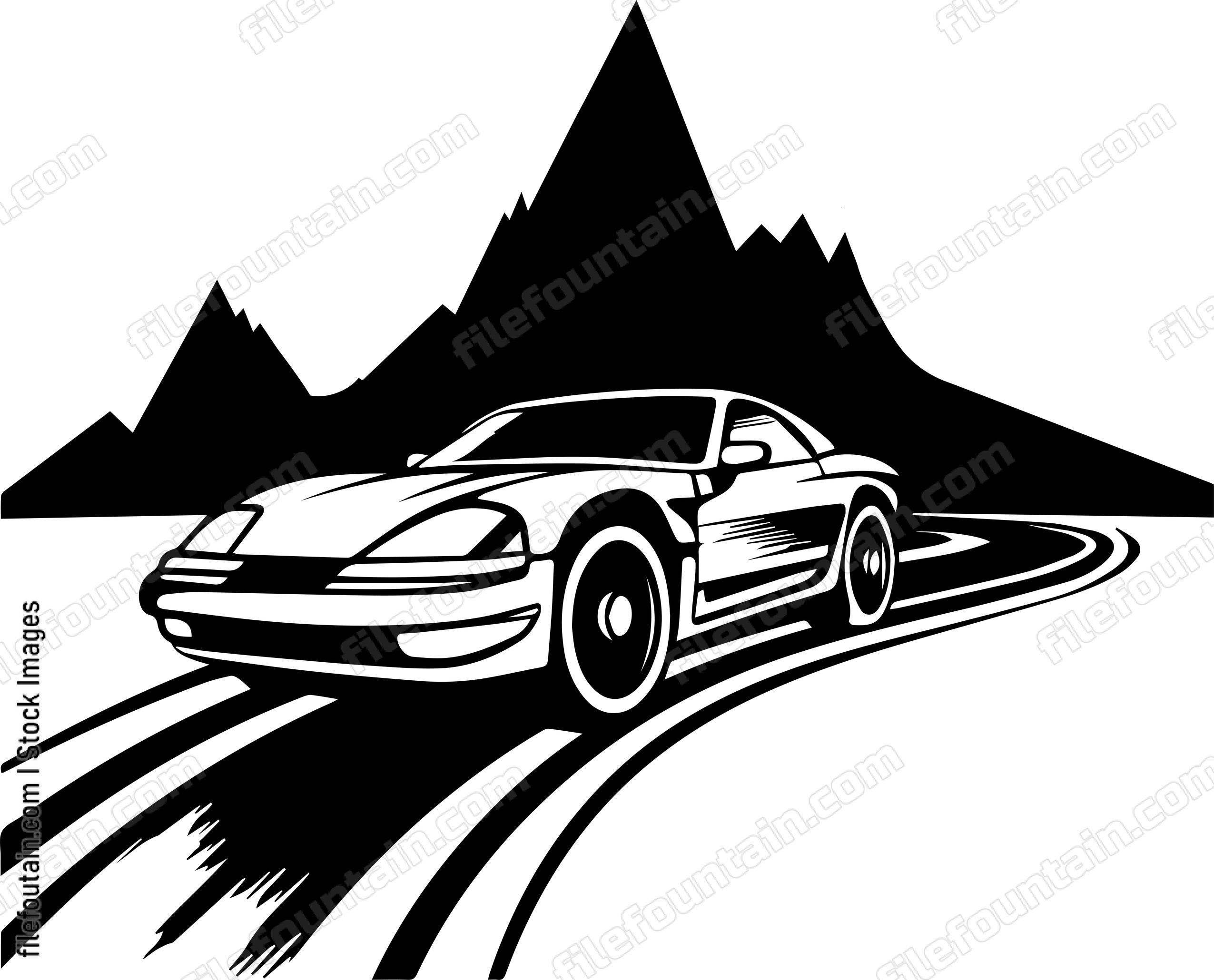 Car On Road Driving On A Highway Road Trip