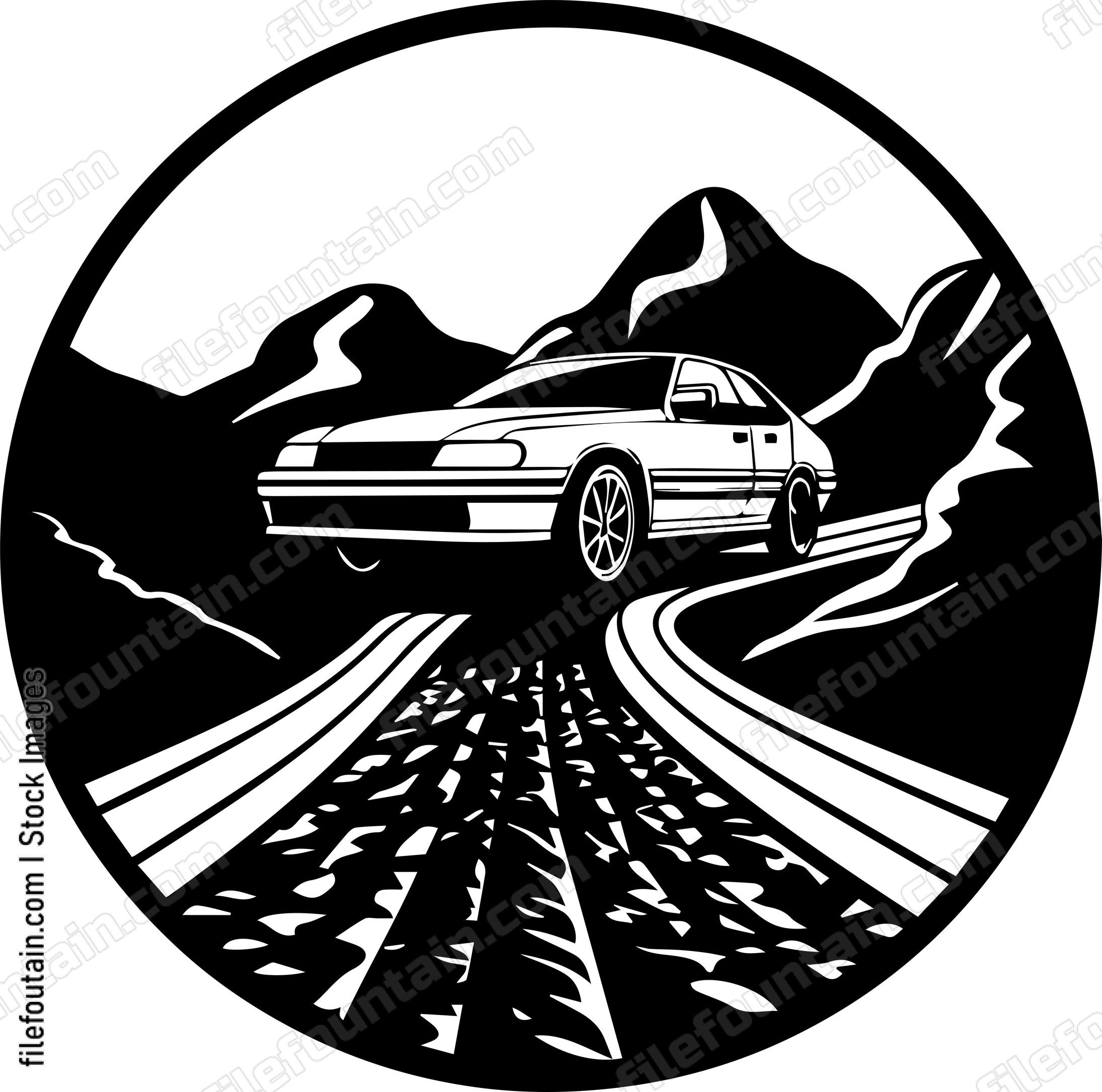 Car On Road Driving On A Highway Road Trip