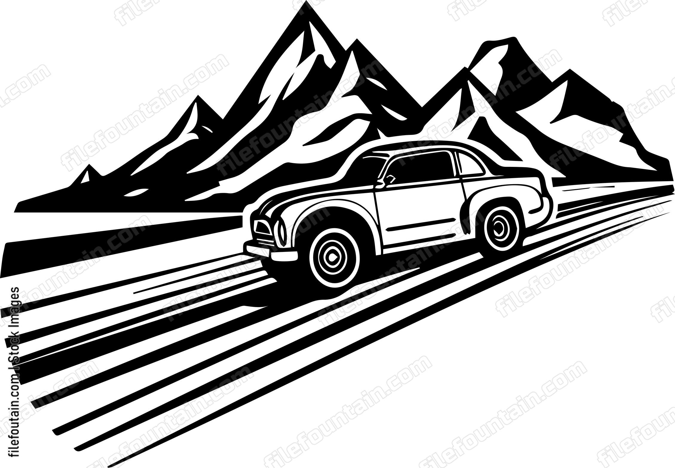 Car On Road Driving On A Highway Road Trip
