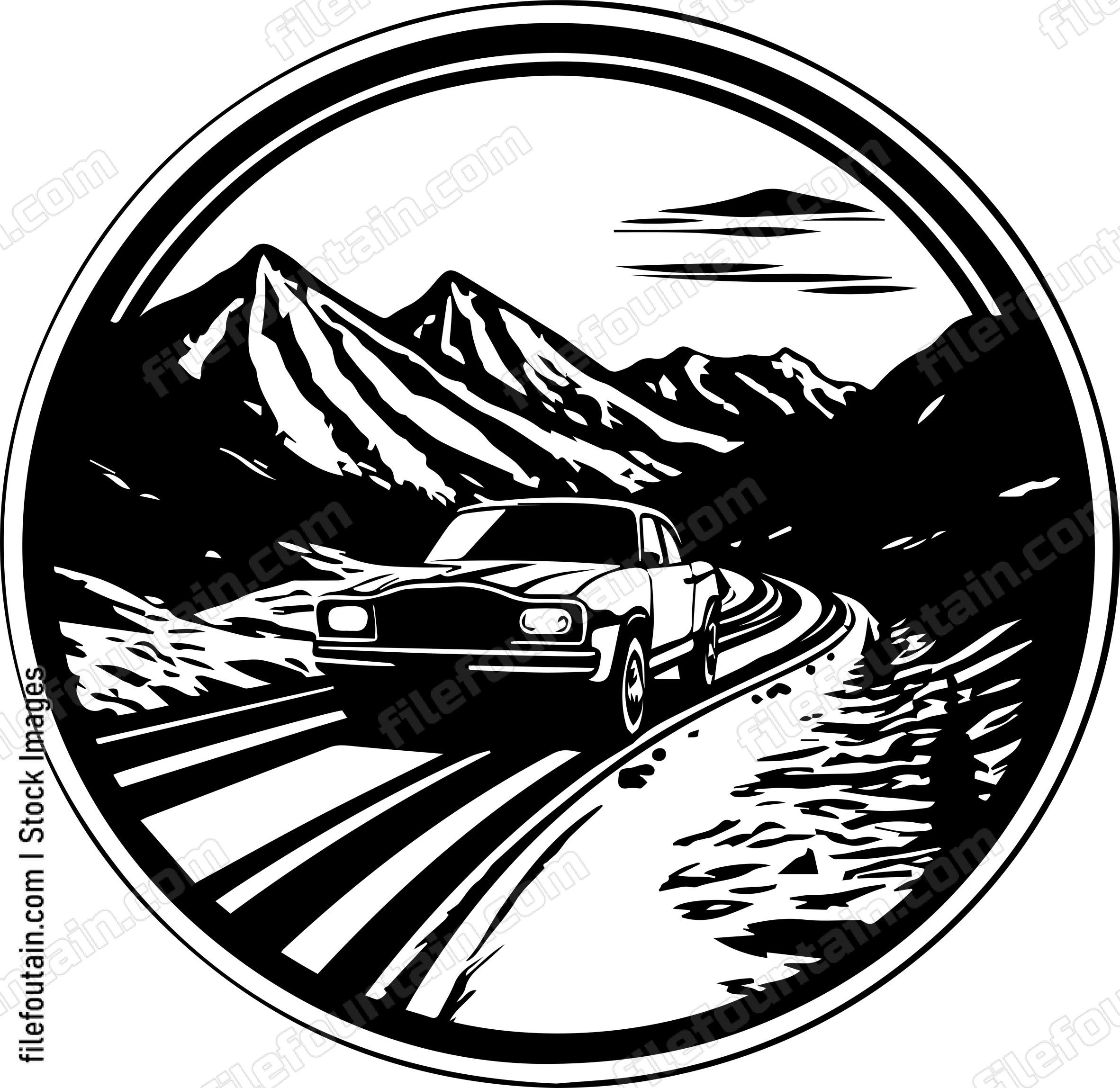 Car On Road Driving On A Highway Road Trip