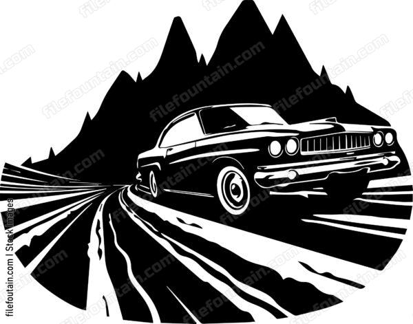 Car On Road Driving On A Highway Road Trip