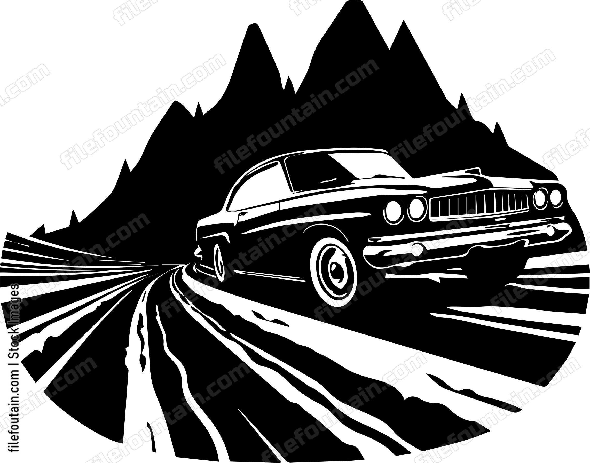 Car On Road Driving On A Highway Road Trip