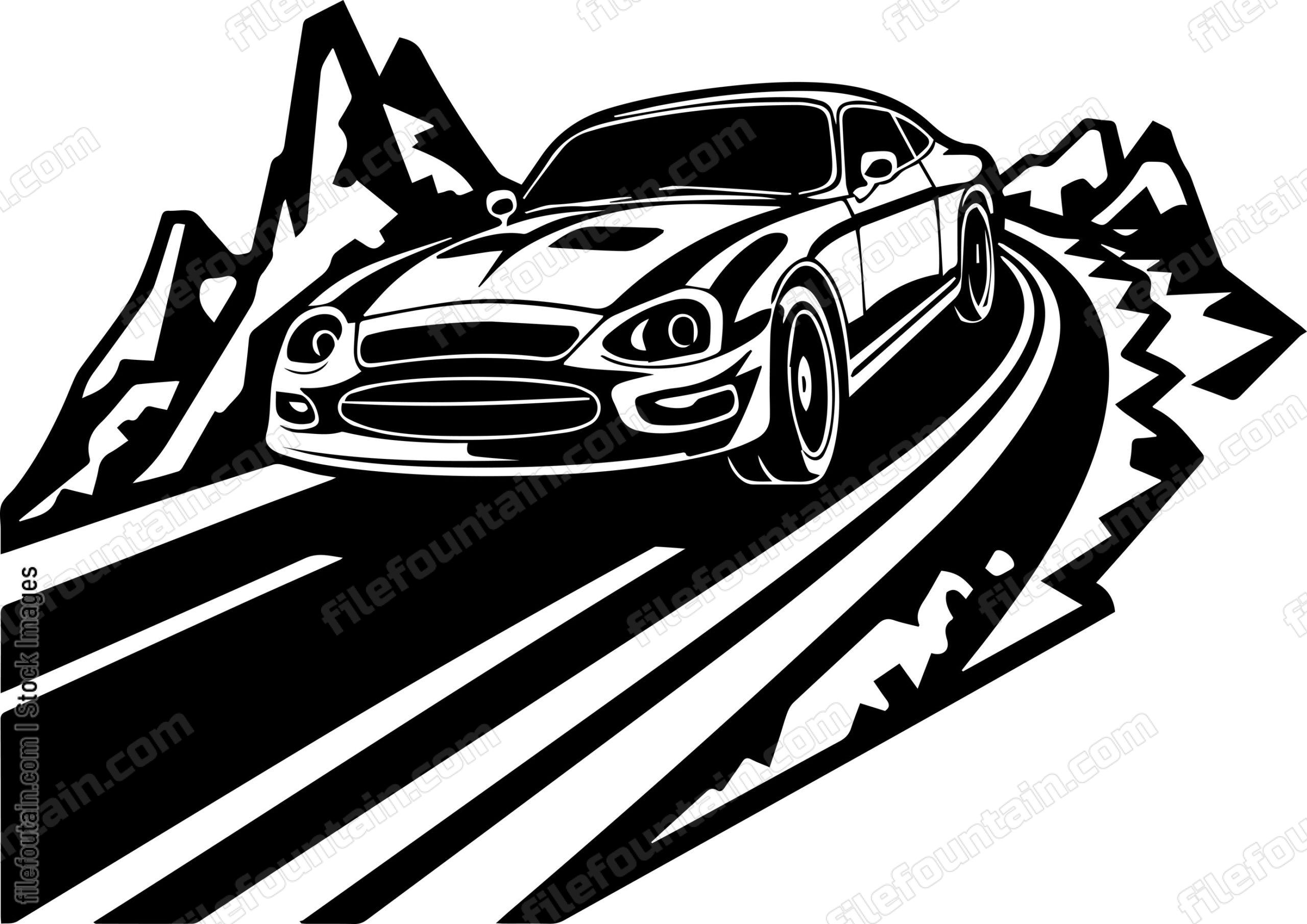 Car On Road Driving On A Highway Road Trip