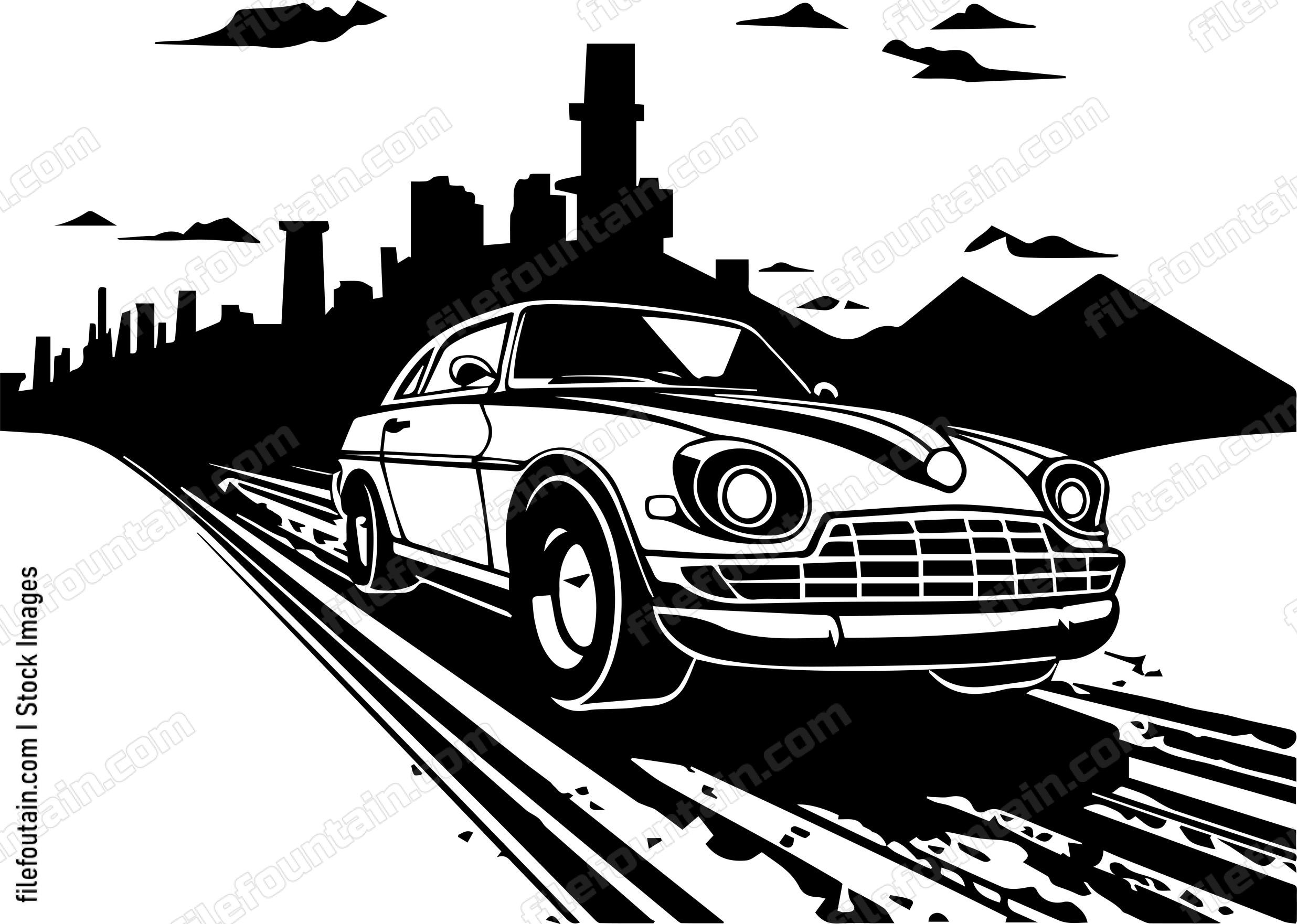 Car On Road Driving On A Highway Road Trip