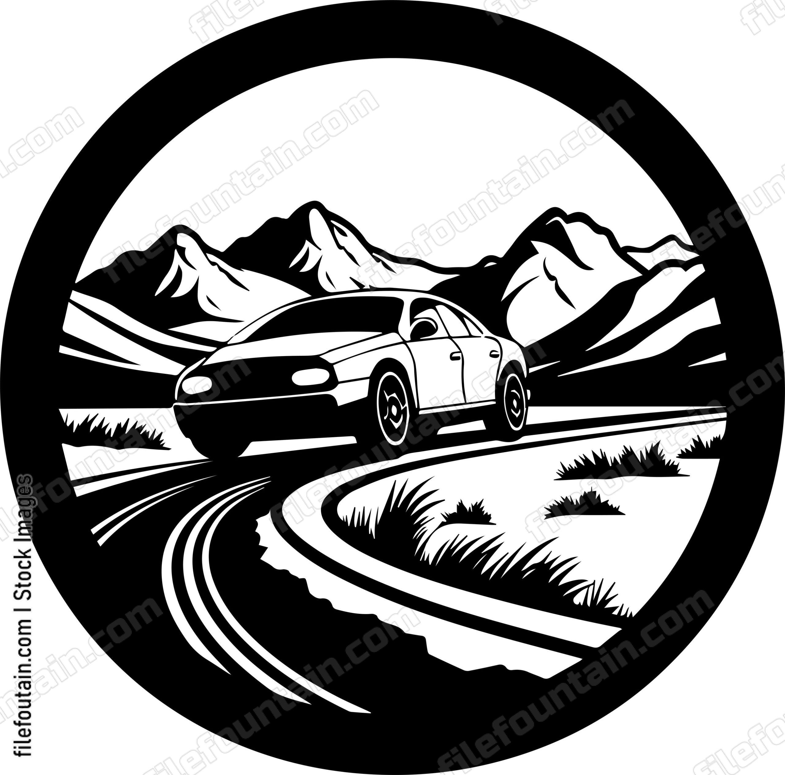 Car On Road Driving On A Highway Road Trip