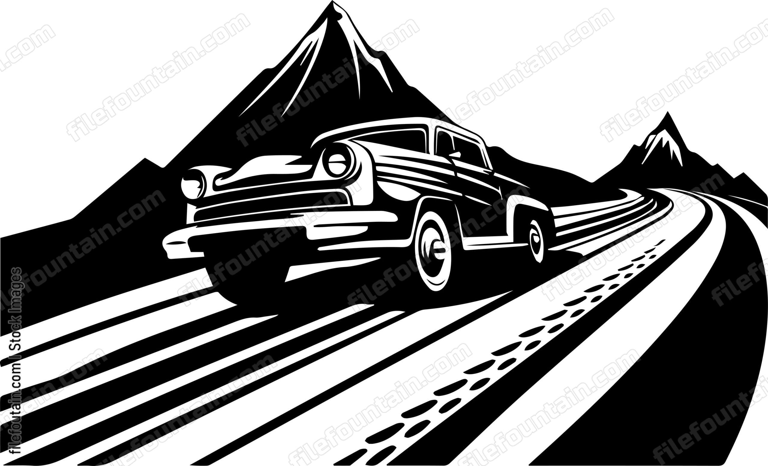 Car On Road Driving On A Highway Road Trip