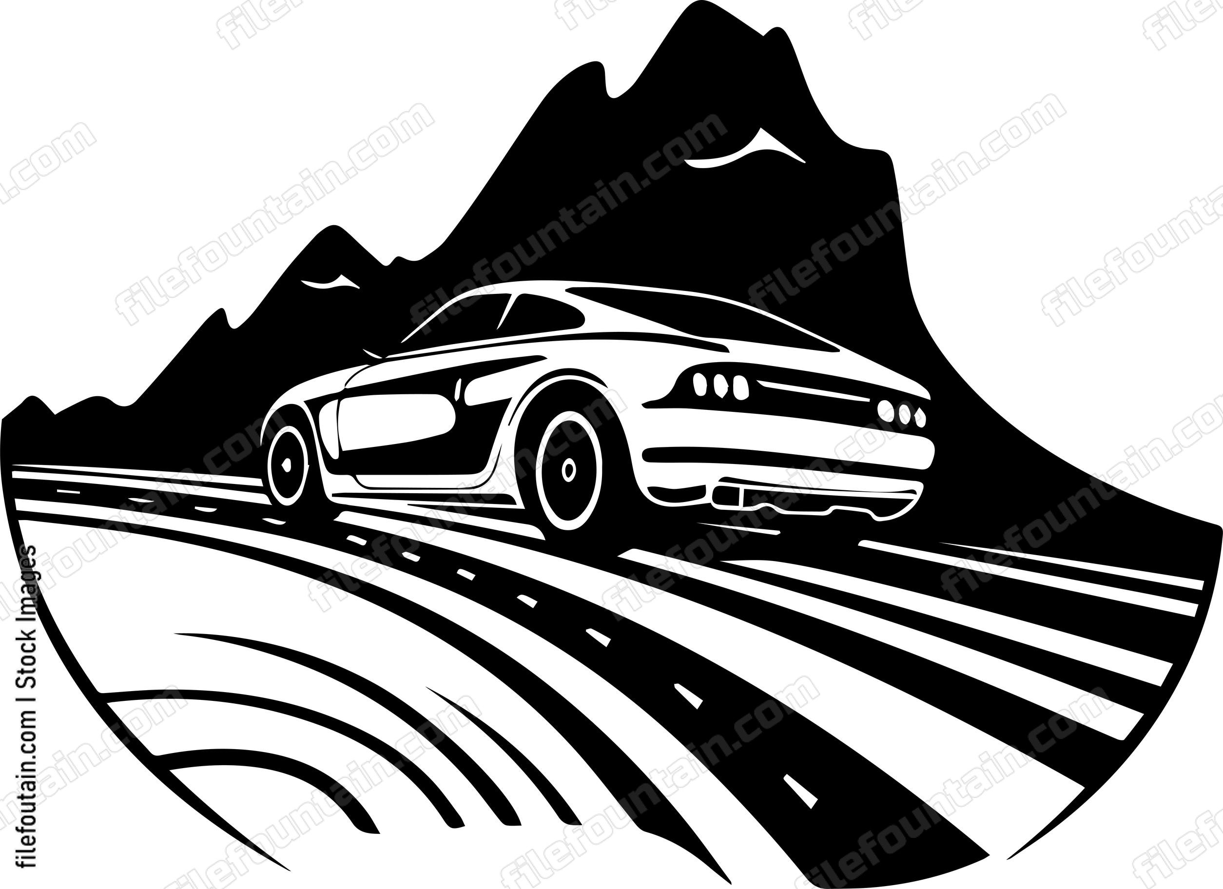 Car On Road Driving On A Highway Road Trip
