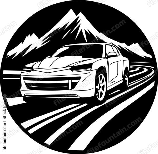 Car On Road Driving On A Highway Road Trip