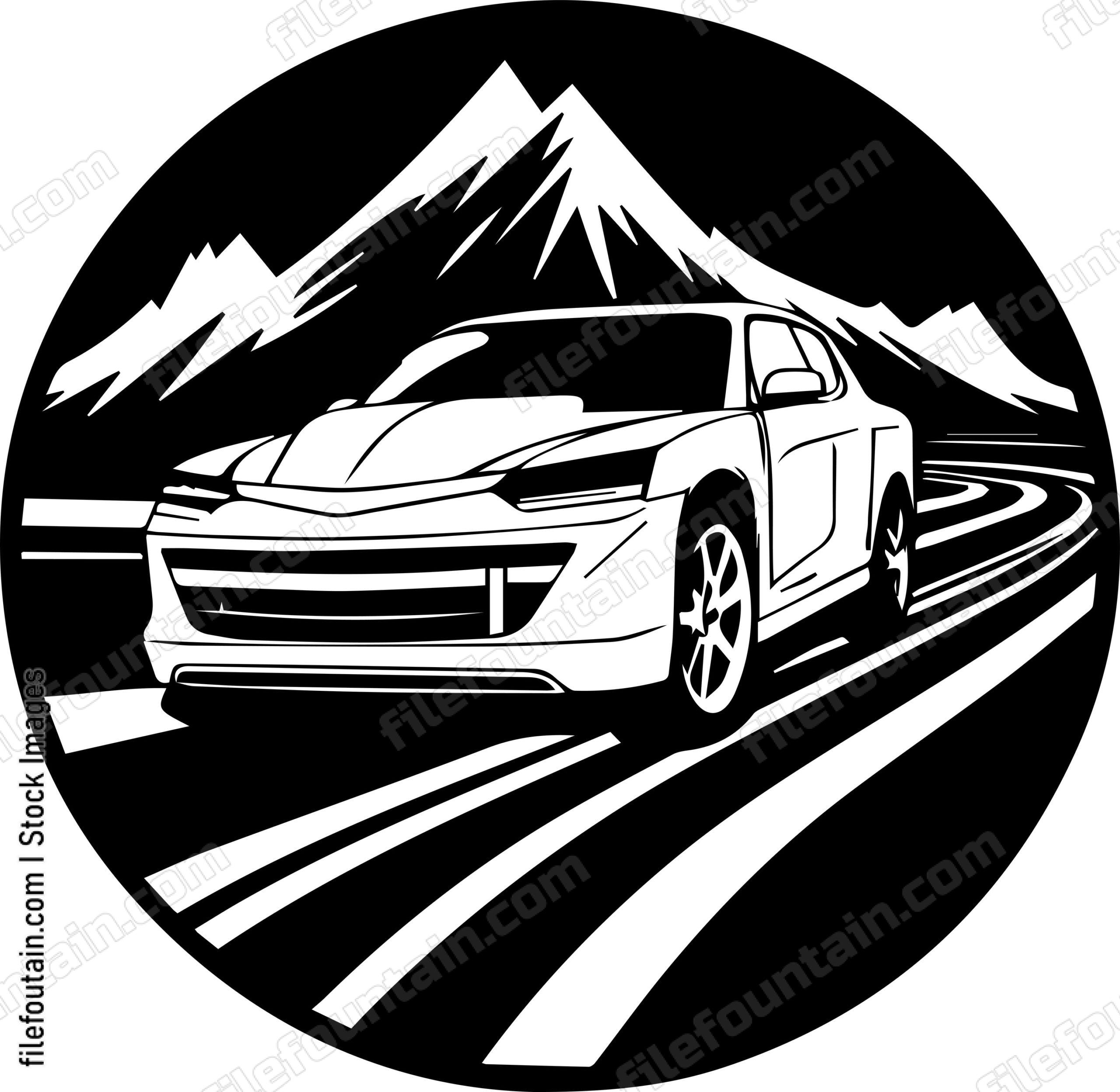 Car On Road Driving On A Highway Road Trip