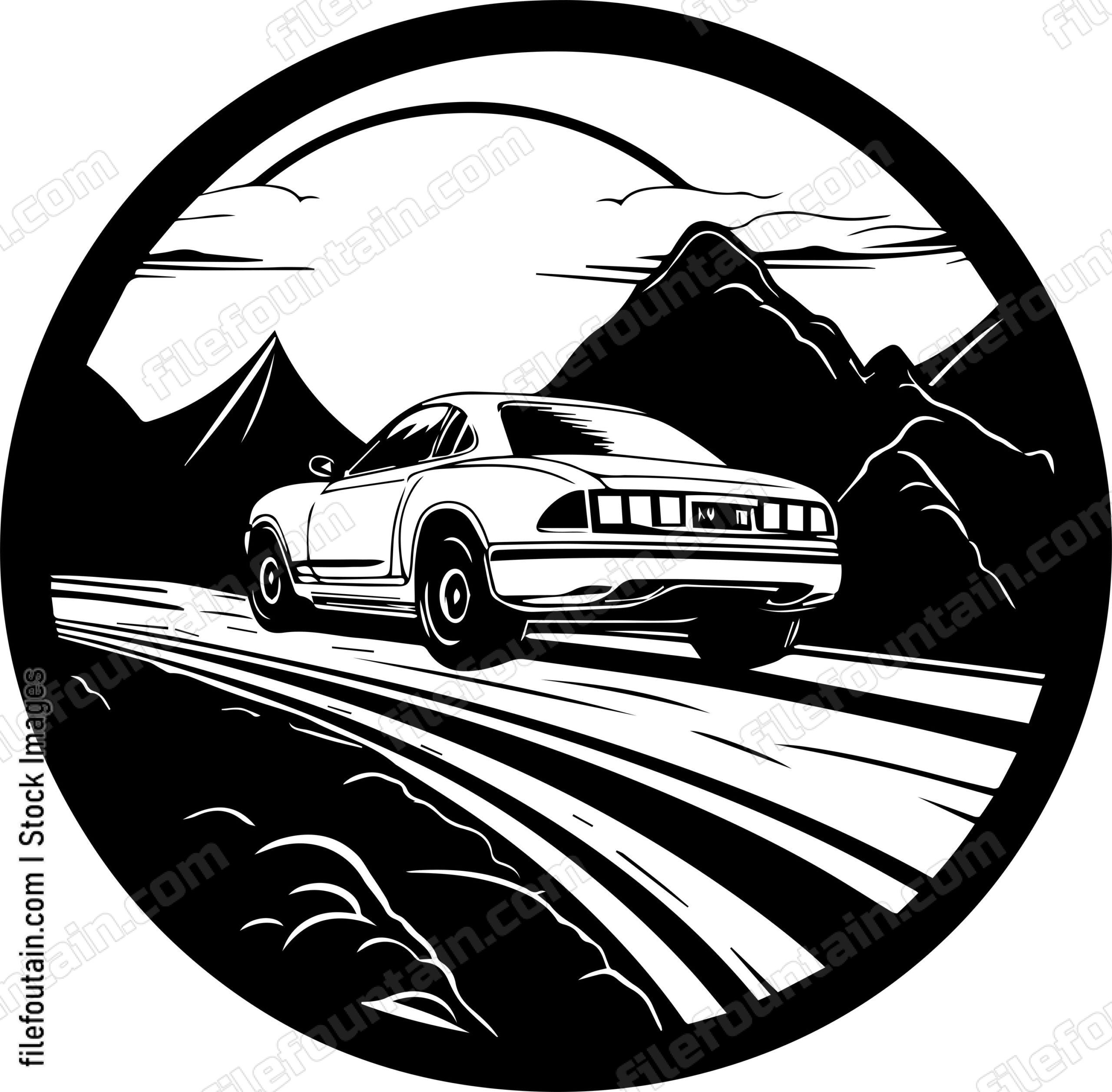 Car On Road Driving On A Highway Road Trip