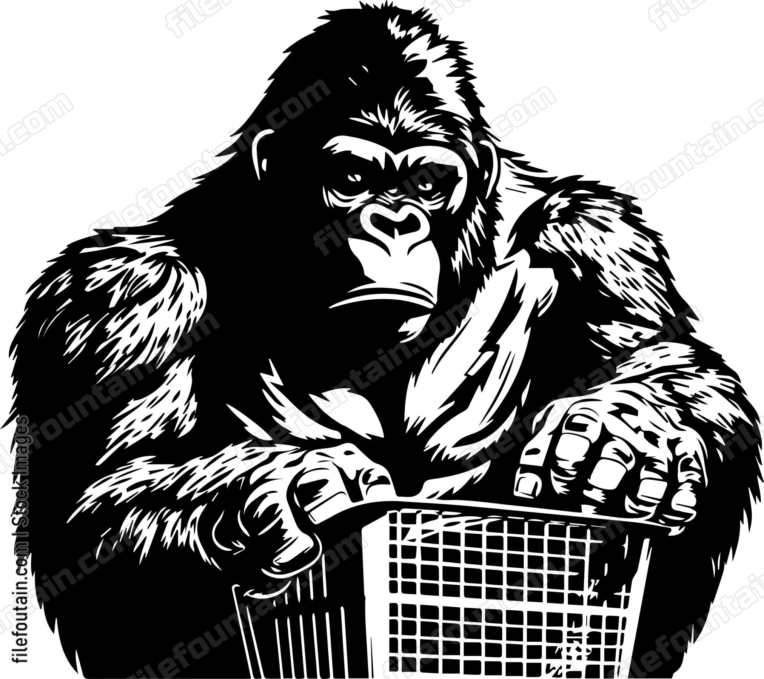Gorilla Shopping With A Shopping Cart