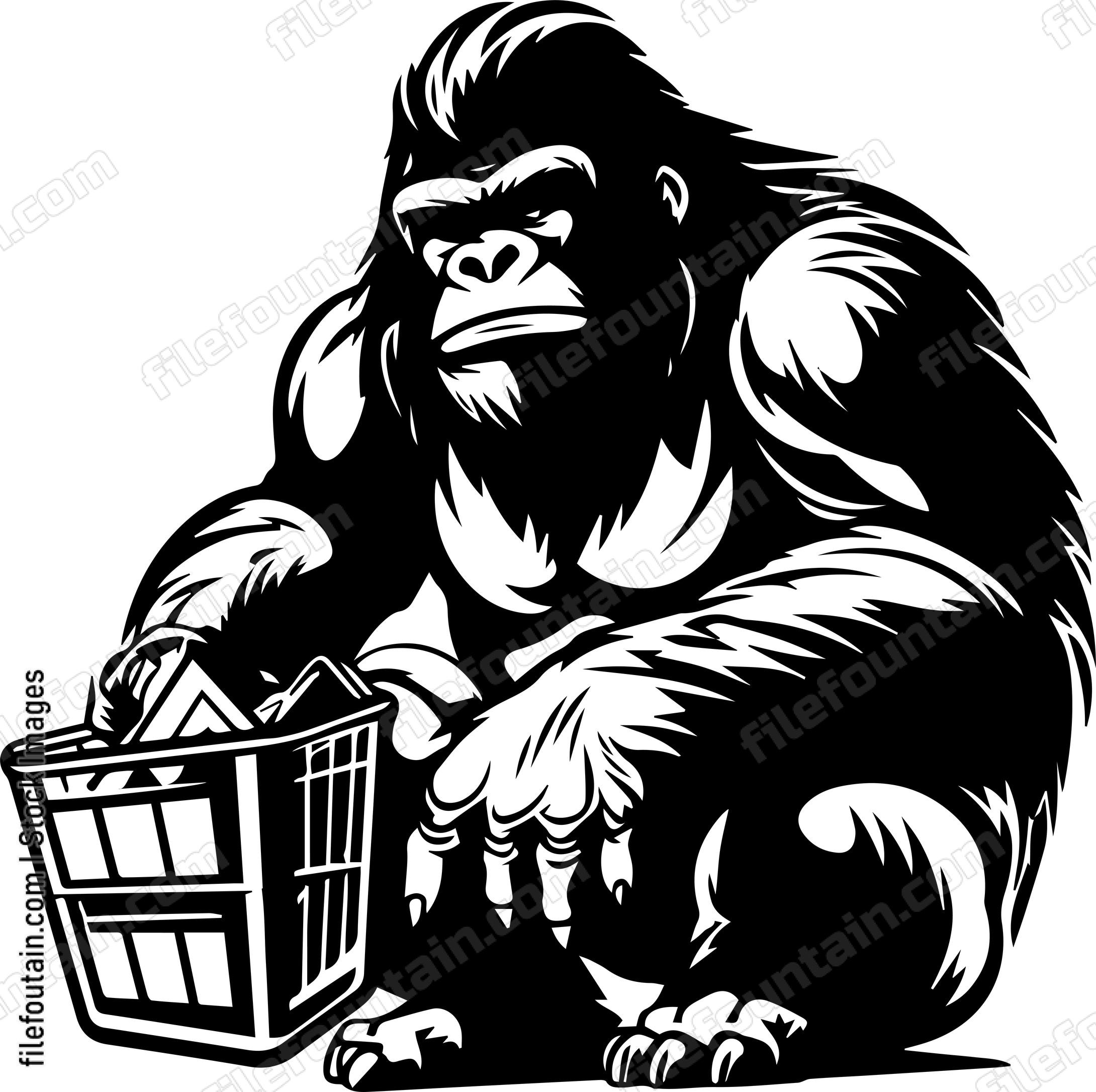 Gorilla Shopping With A Shopping Cart