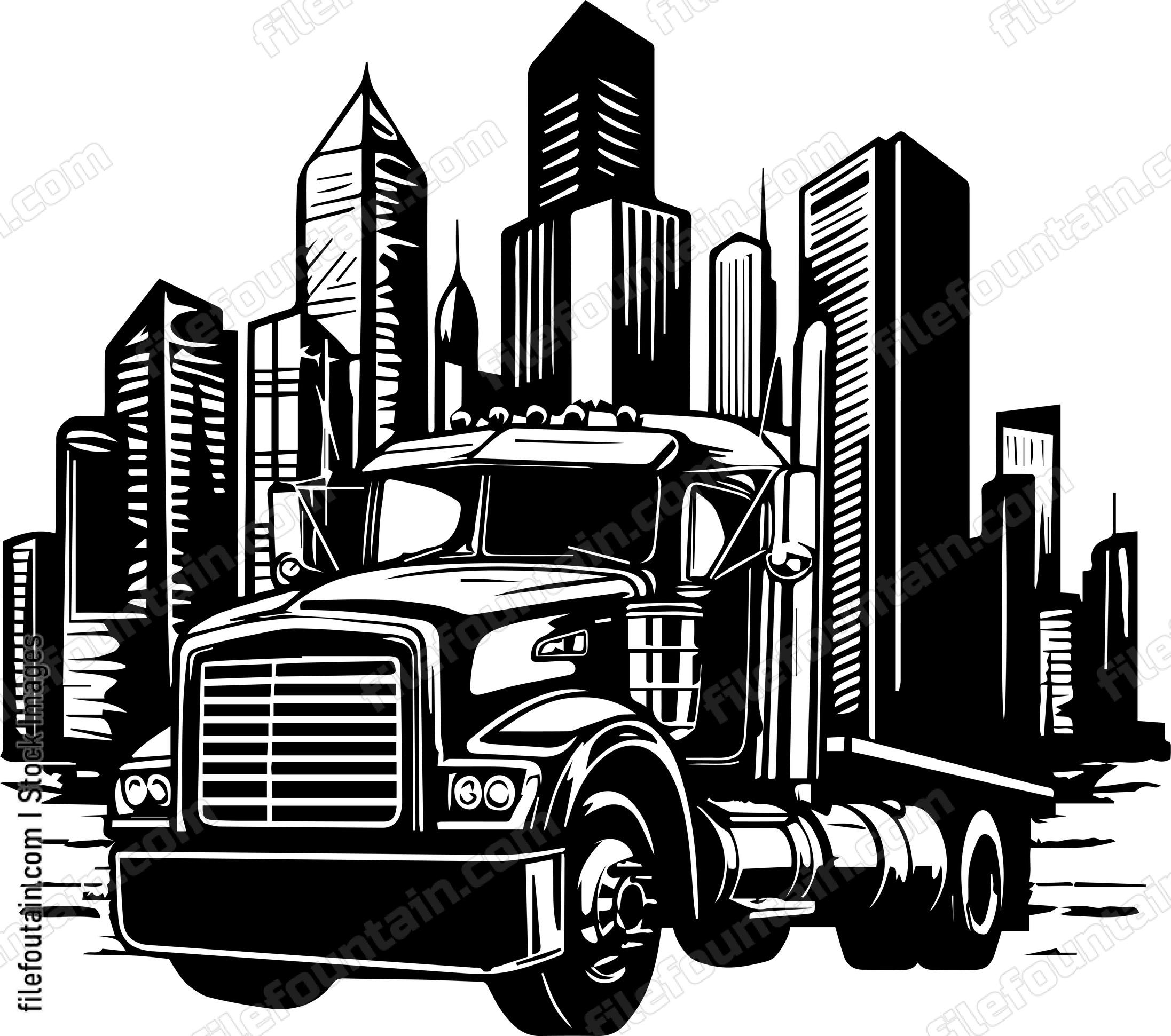 Long Haul Truck In A City