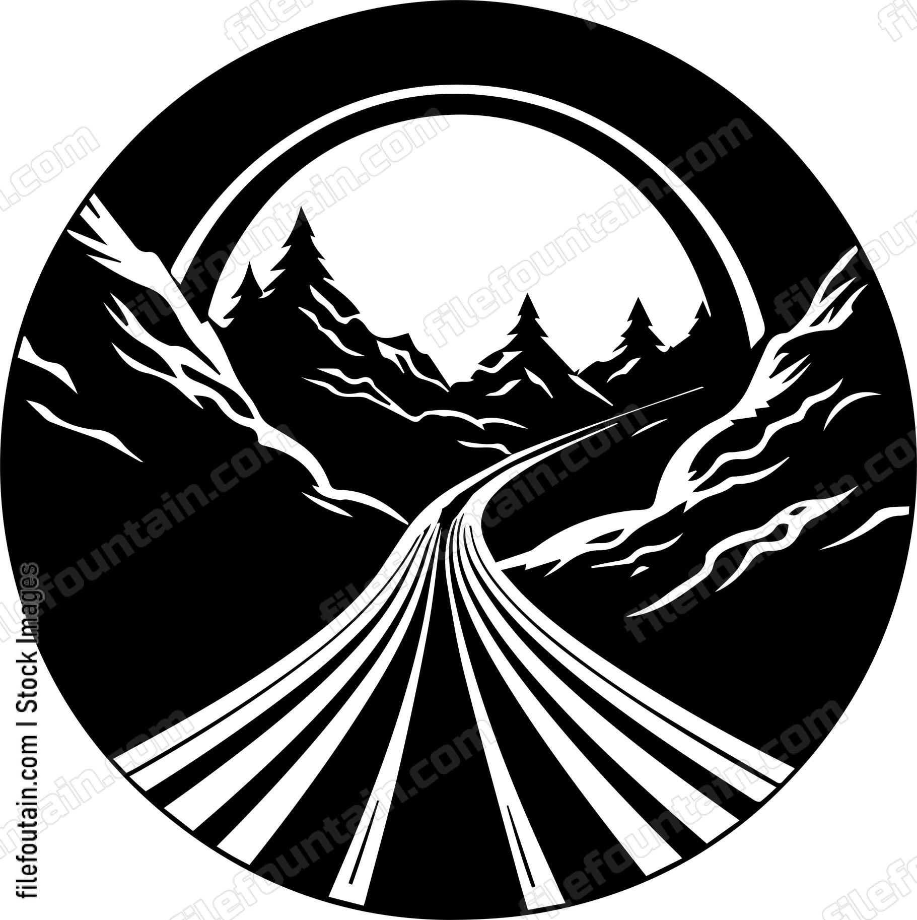 Road Highway Forest and Mountains