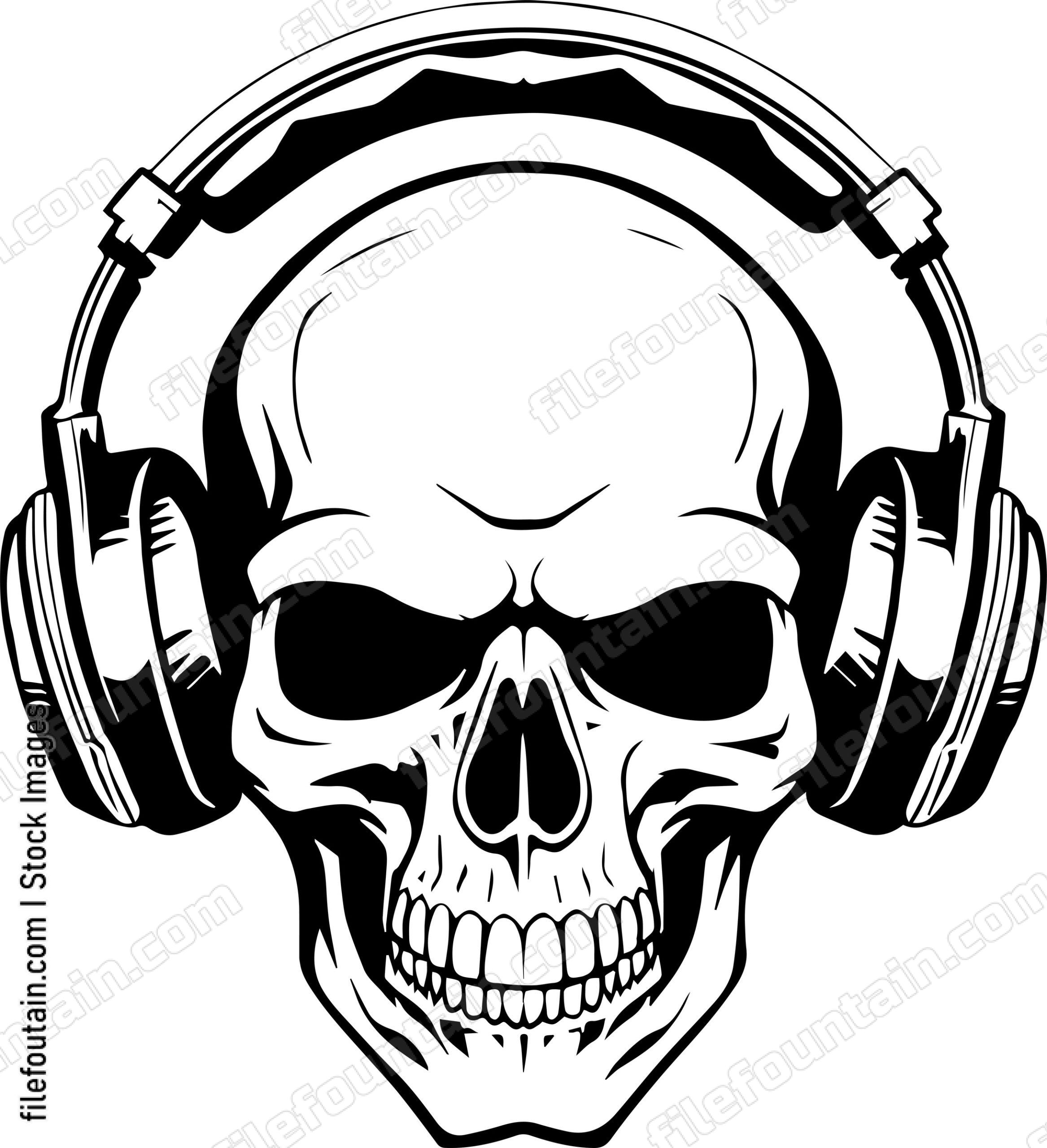 Skull With Music Headphones