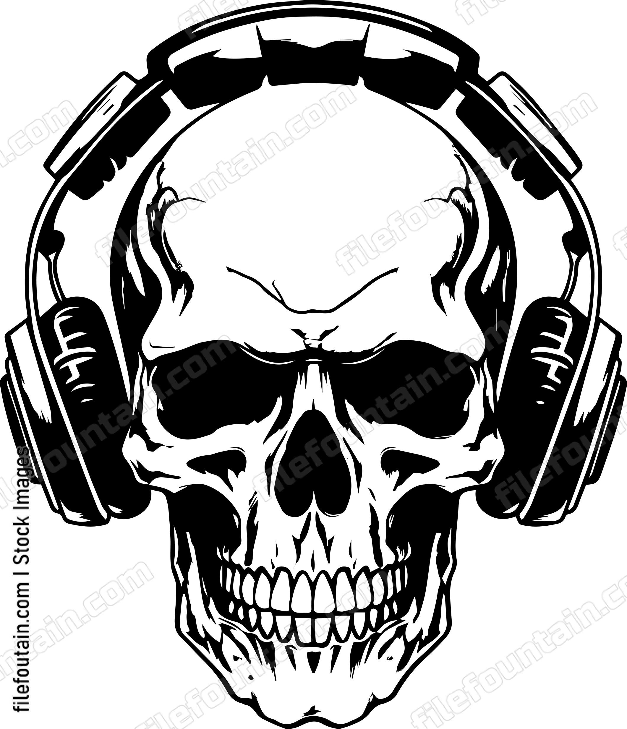 Skull With Music Headphones