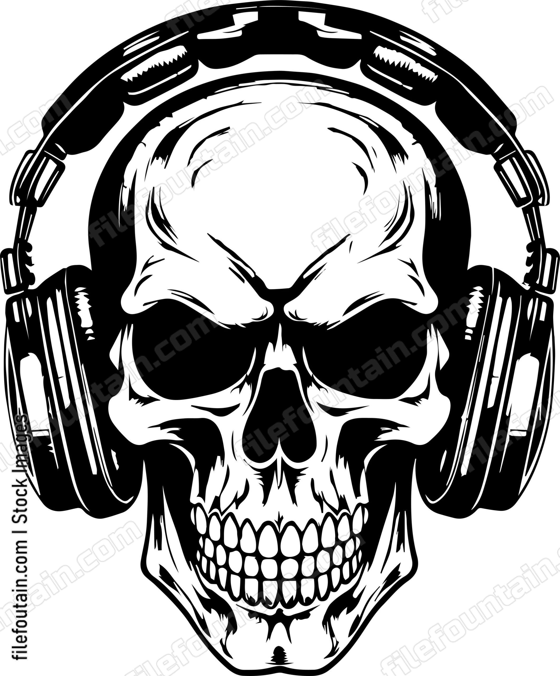 Skull With Music Headphones